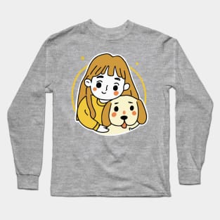 Girl with a Labrador Dog Lover Retriever Long Sleeve T-Shirt